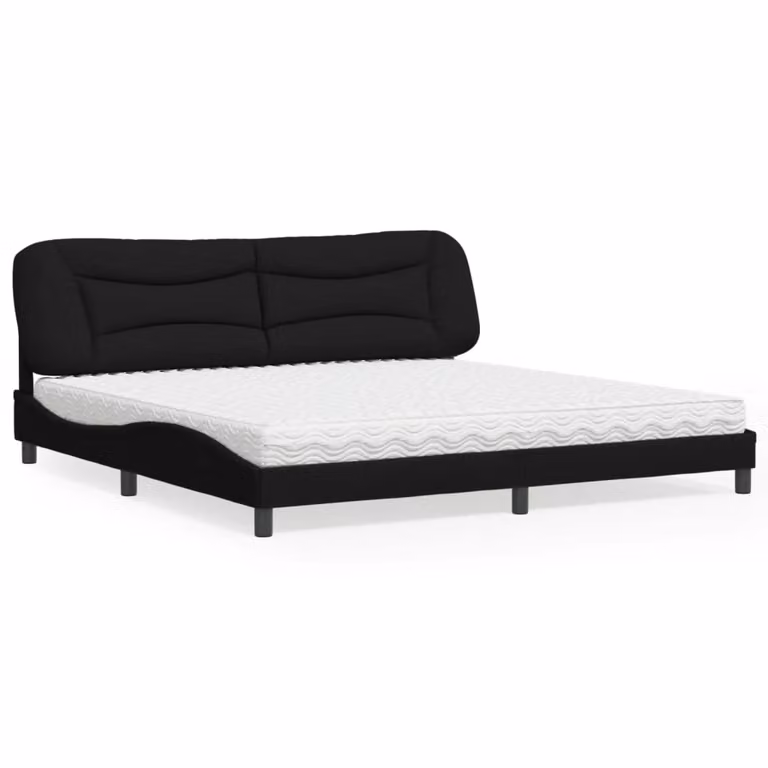 Letto con Materasso Hvar Nero 200x200 cm in Tessuto