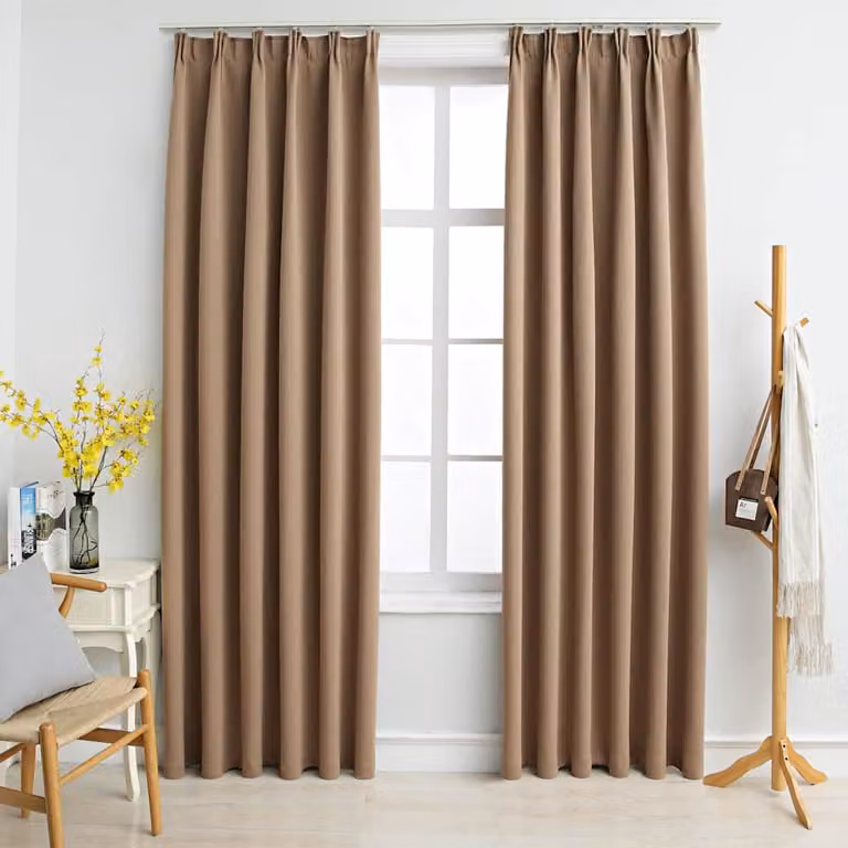 Set di 2 tende oscuranti vidaXL in poliestere con ganci, colore grigio talpa, L: 140 cm x H: 175 cm