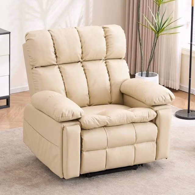 Poltrona relax elettrica alzapersona reclinabile ¨C Minimal ¨C crema, similpelle