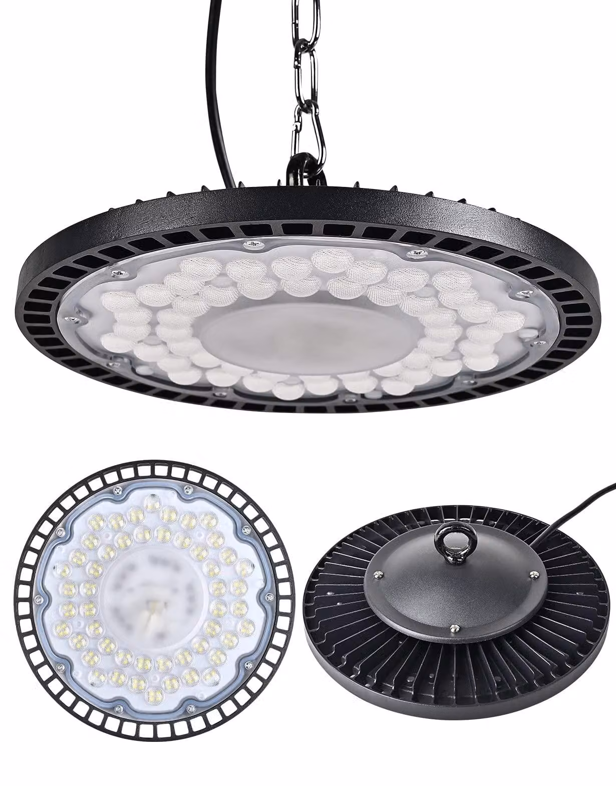 Lampada da soffitto a LED a forma di UFO, 200W, 20000 lumen, grado di protezione IP65, 6000K, luce bianca fredda