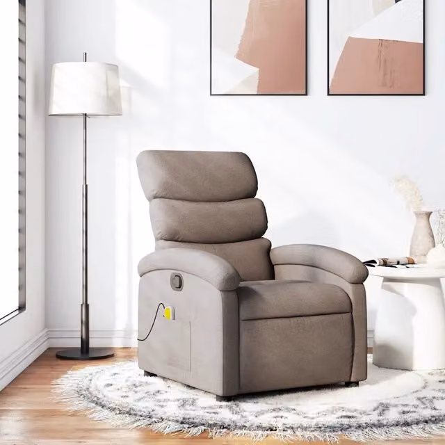 Poltrona Relax Reclinabile vidaXL in Tessuto Beige con Braccioli e Reclinazione Manuale
