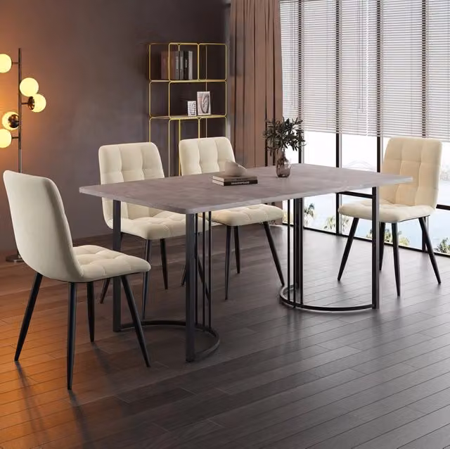 Gruppo da pranzo 140x80 cm; effetto marmo; MDF grigio