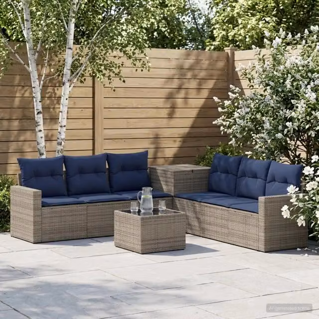 Set di divani 8 pz Grigio e Blu Navy 55 x 55 x 37 cm 3448331