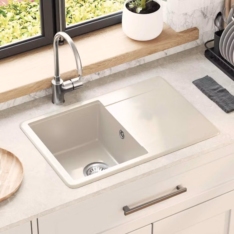 Lavello vidaXL in quarzo e resina colore beige L: 67 cm, P: 46 cm