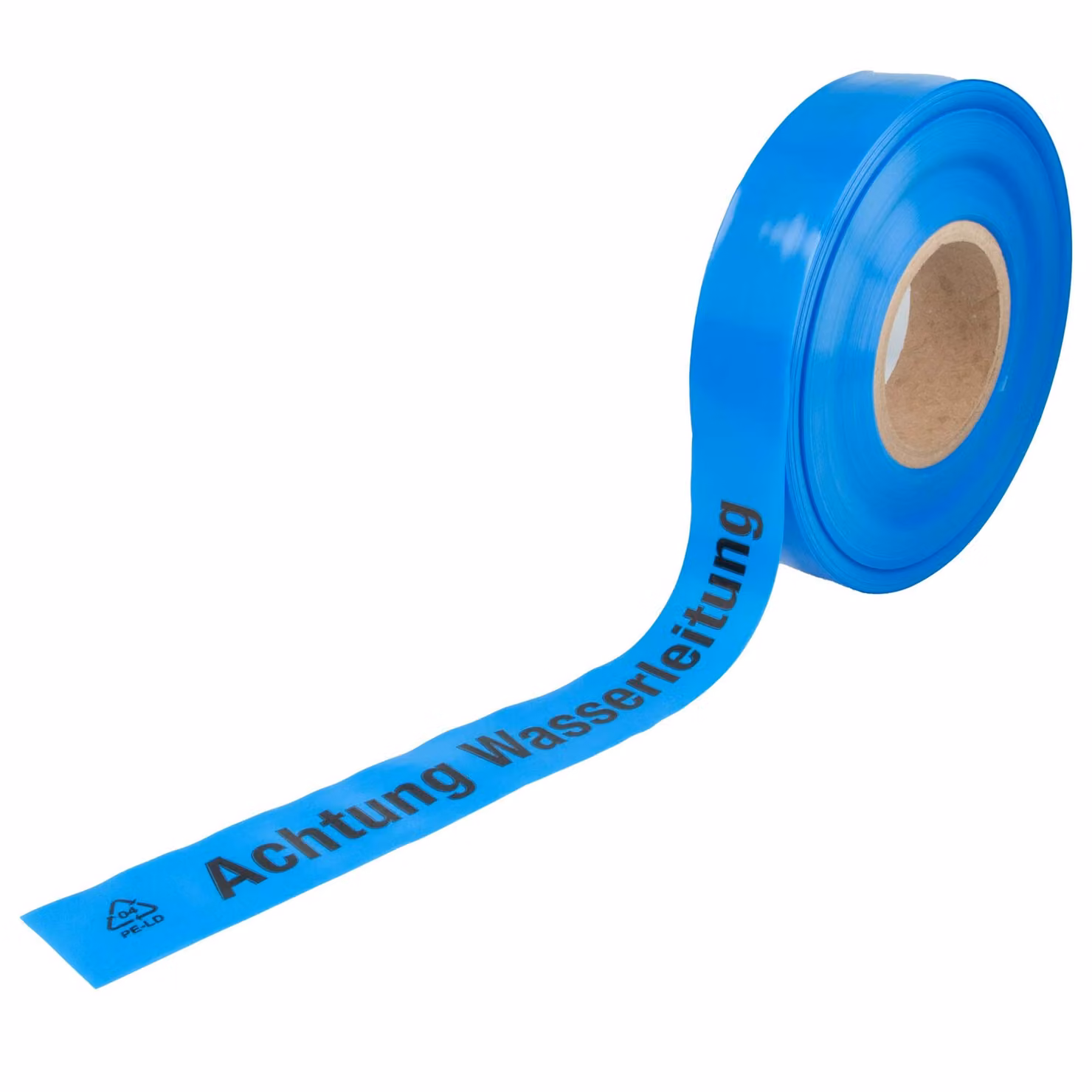 nastro di segnalazione tecuro ATTENZIONE LINEA ACQUA, blu, 250 m x 40 mm, film PE 0,1 mm, stampato in nero
