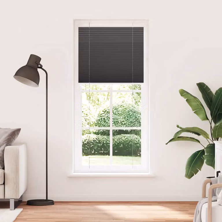 vidaXL Tenda Plissettata Nera 90x200 cm Larghezza Tessuto 89,4 cm