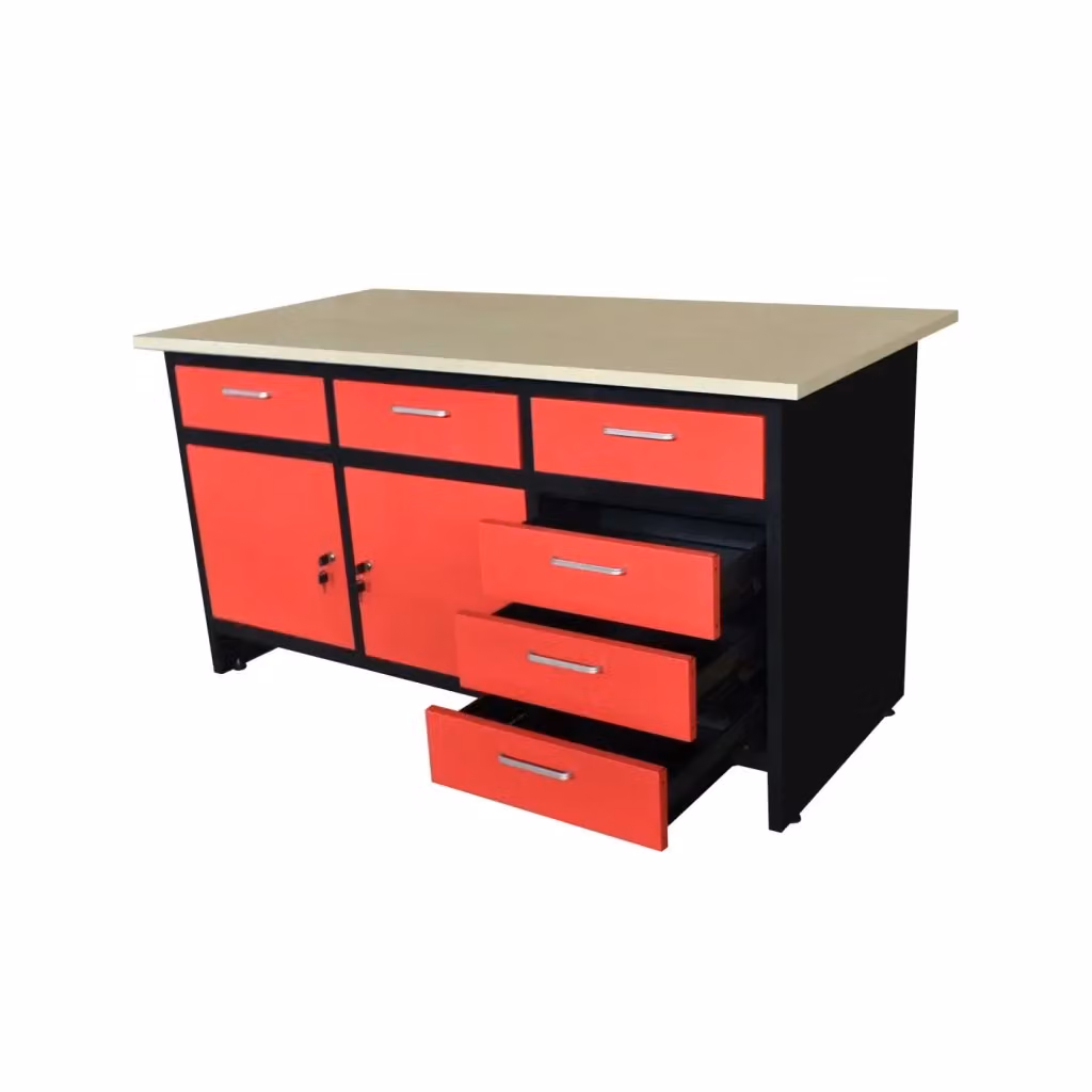 Banco da lavoro con cassetti IPERBRIKO rosso L/P/H: 150 x 80 x 75 cm – 2