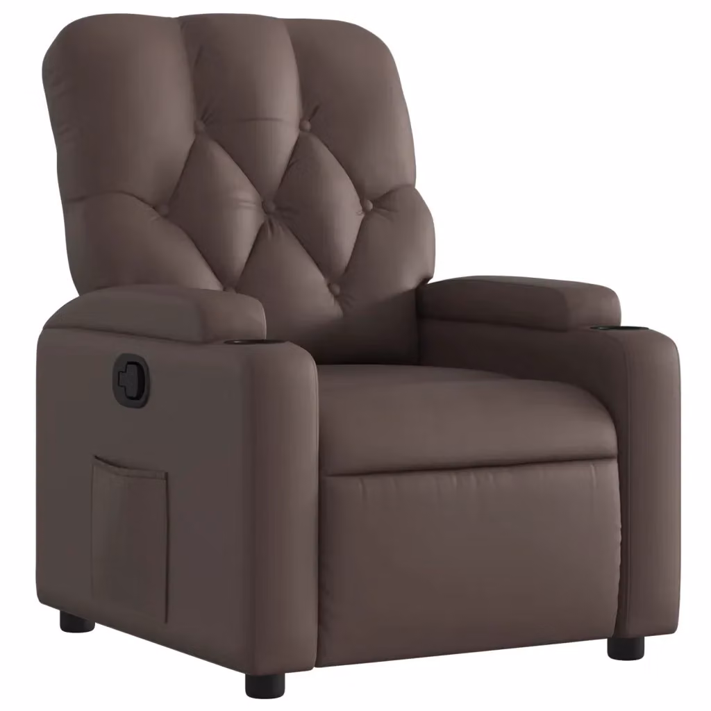 Poltrona Reclinabile Relax vidaXL in Similpelle Marrone con Braccioli e Regolazione Manuale – 2