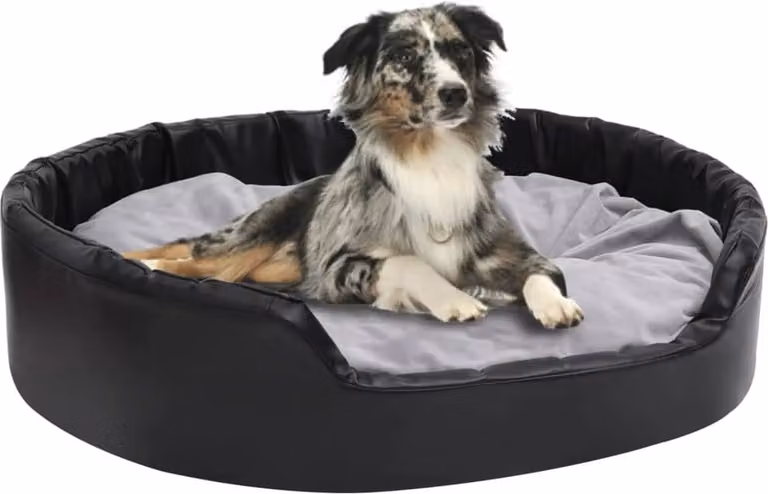 Letto per cani The Living Store nero-grigio 99x89x21 cm in peluche e Pelle finta