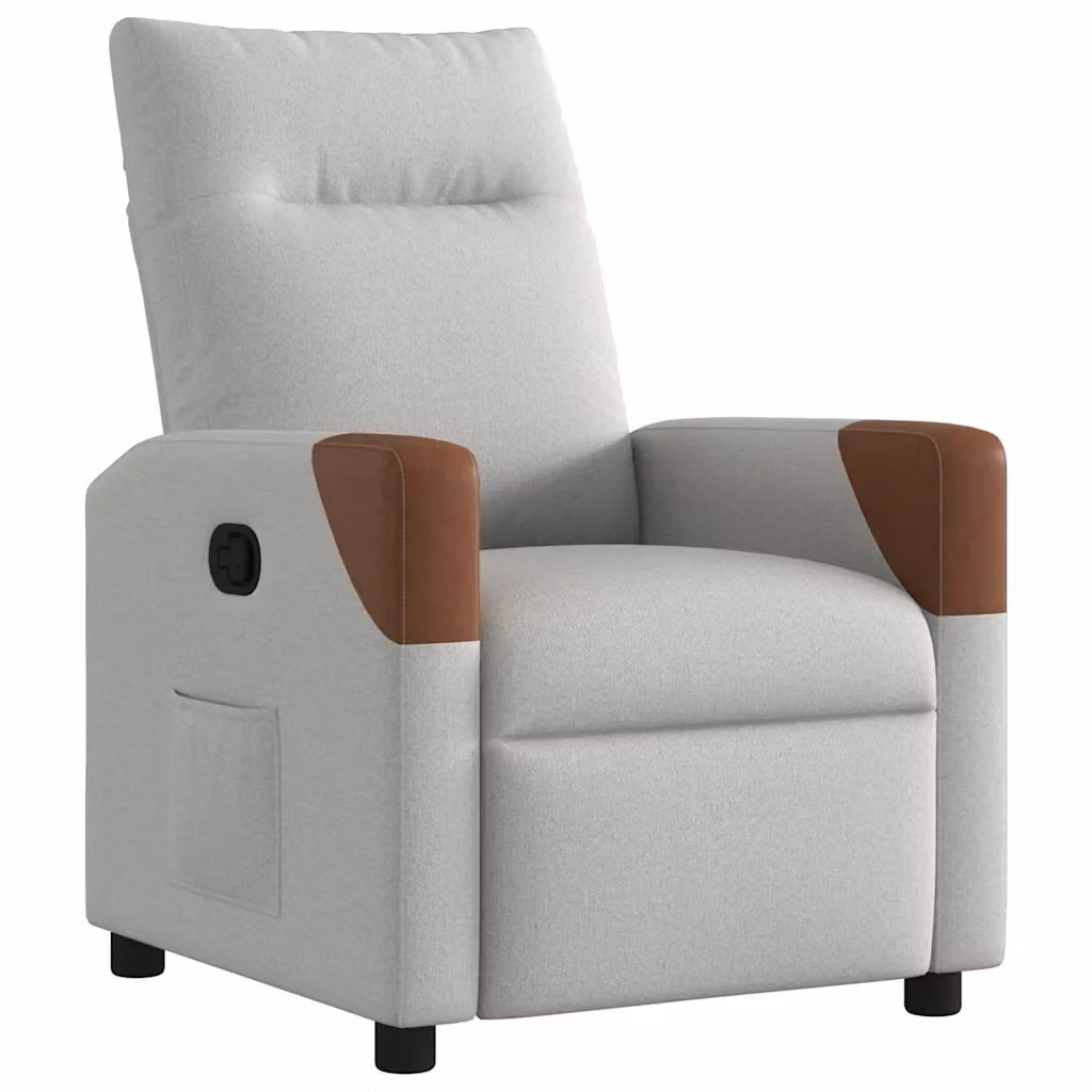 Poltrona Reclinabile Relax vidaXL in Tessuto Grigio e Marrone con Braccioli e Leva Manuale – 2