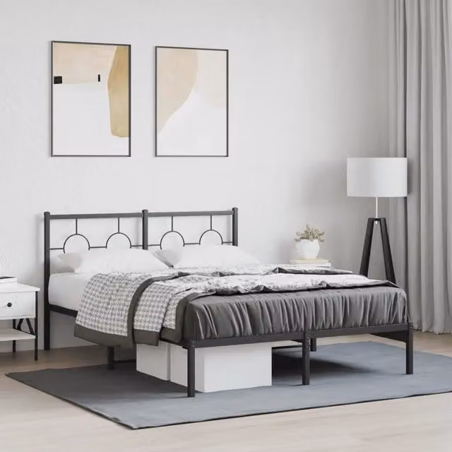 Letto con testiera in metallo nero vidaXL L/P: 140 x 200 cm – 1