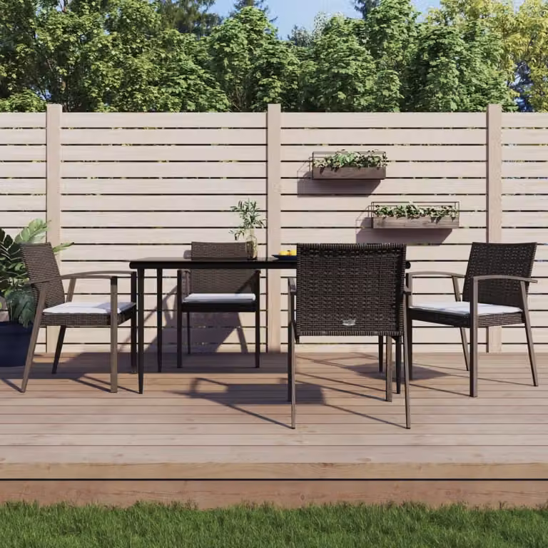 Maison Exclusive - Set Pranzo da Giardino 5pz con Cuscini in Polyrattan e Acciaio