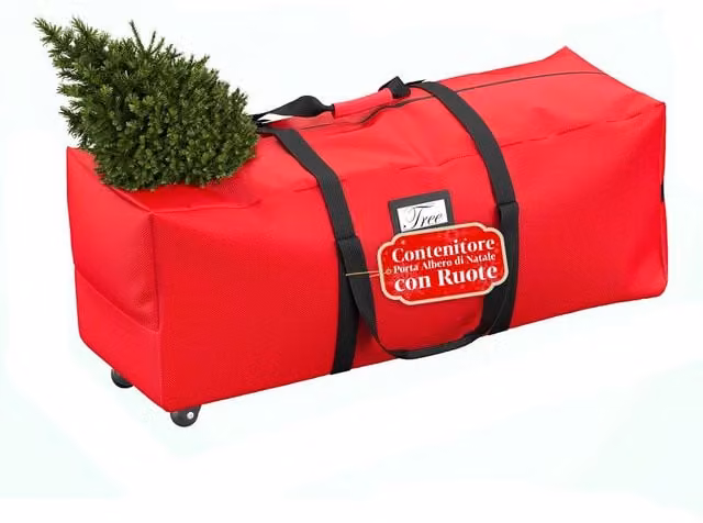 Borsa Contenitore per Albero di Natale Saint Joy con Ruote e Maniglie in Tessuto Impermeabile, Colore Rosso