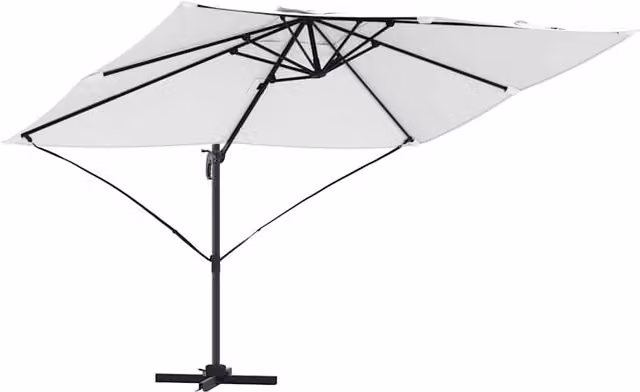 Ombrellone a braccio girevole HELLOSHOP26 in alluminio e poliestere color sabbia e bianco L: 351 cm, P: 250 cm, H: 260 cm