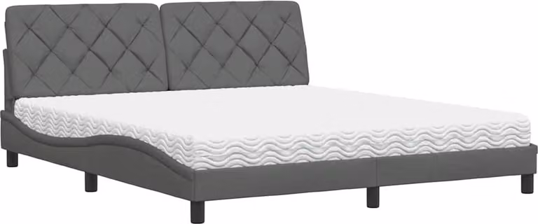 Letto con Materasso Grigio Scuro 180x200 cm Tessuto