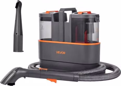 VEVOR Macchina per Pulizia dei Tappeti e Lavatappeti Portatile per Tappezzeria e Auto, Grigio e Arancione