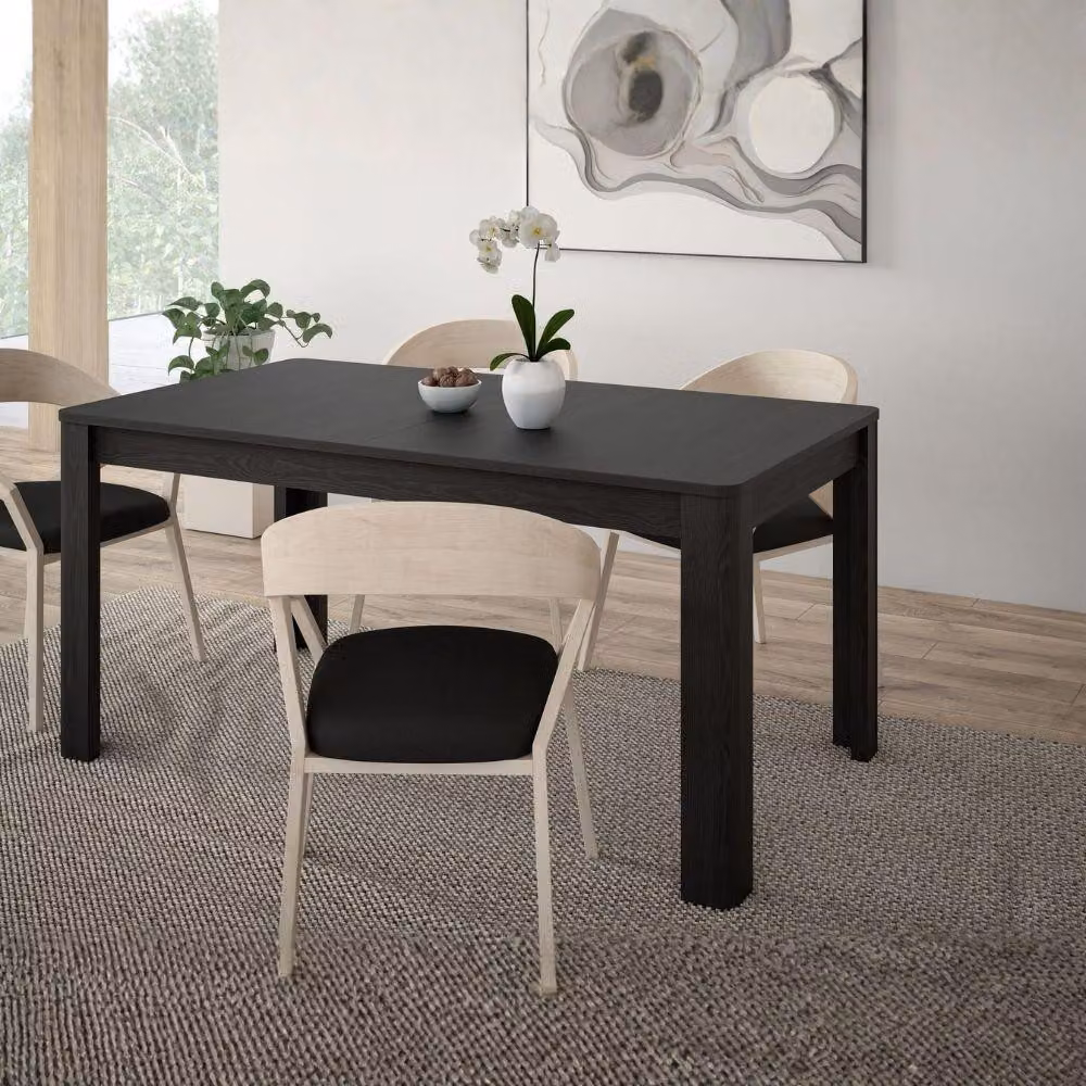 Tavolo rettangolare allungabile Mono Core 160/206 cm con allunga centrale colore nero