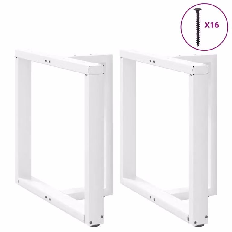 Coppia di gambe per tavolo da pranzo a forma di T vidaXL in metallo bianco, altezza regolabile, L/P/H: 80 x 35 x 73 cm