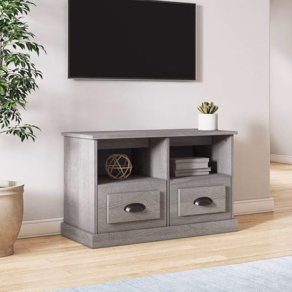 Mobile Porta TV vidaXL in Legno Multistrato Grigio, Design Moderno, L 80 cm x P 35 cm x H 50 cm