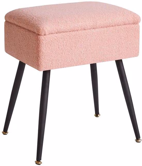 Panca da trucco Unyqoos® con spazio di stoccaggio nascosto, rivestimento effetto peluche, imbottitura in schiuma spessa, gambe in metallo, cappucci antiscivolo regolabili, capacità di carico 120 kg, ideale per camera da letto e soggiorno
