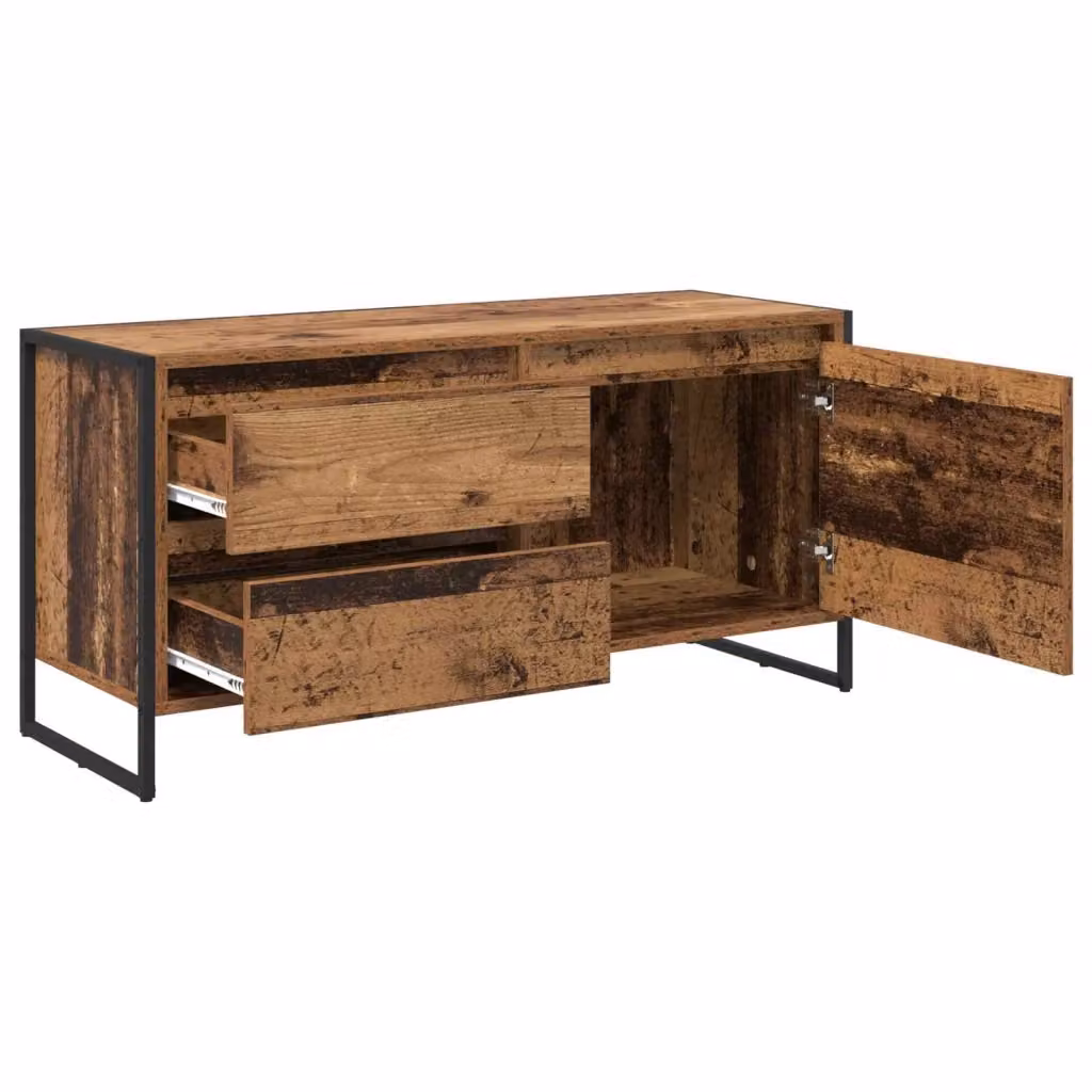 Mobile porta TV moderno in stile industriale HELLOSHOP26 in legno composito e metallo, colore marrone, L 100 cm x P 36 cm x H 49,5 cm – 2
