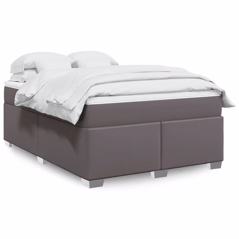 vidaXL Letto Ibrido con Giroletto a Molle e Materasso in Similpelle Grigio e Bianco, L/P: 160 x 200 cm