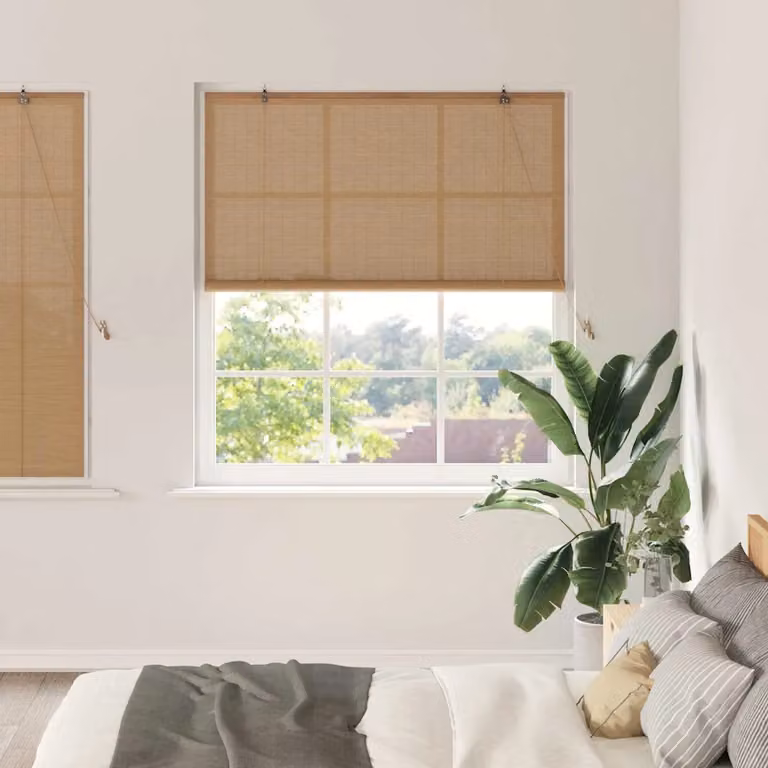 Tenda a rullo vidaXL in bambù marrone, semi-trasparente, L: 150 cm x H: 160 cm