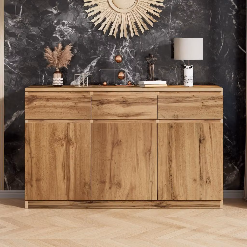 Madia REDOM in legno marrone con finitura opaca e design minimalista L: 135 cm, P: 40 cm, H: 81 cm – 2