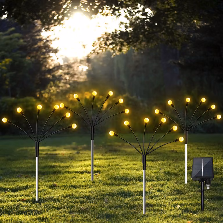 INF Illuminazione da giardino a energia solare Firefly con 8 luci LED confezione da 4 Multicolore