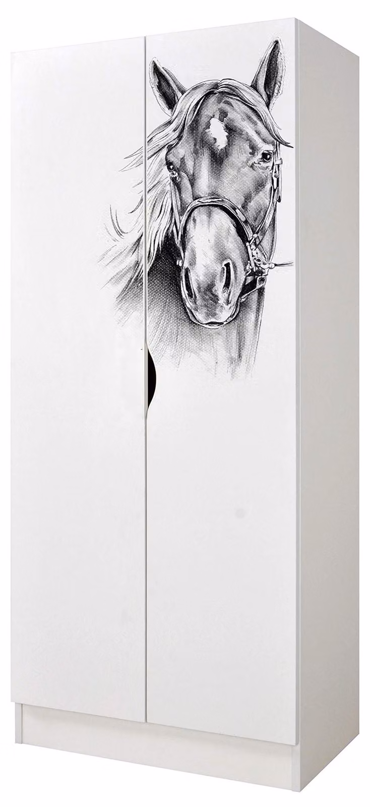 Comodino bianco in legno, funzionale e con ante scorrevoli, in stile scandinavo