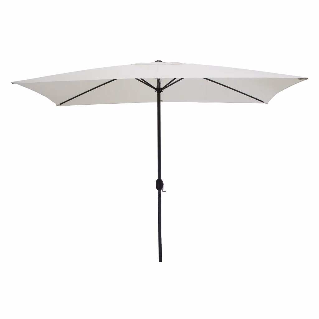 Ombrellone rettangolare da giardino Duzzle Aren grigio chiaro e bianco in acciaio e poliestere L: 300 cm, P: 200 cm con apertura antivento e manovra – 2