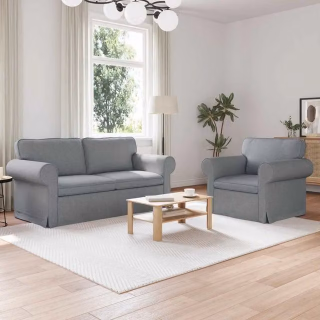 Set di divani 2 pz Grigio chiaro Tessuto 3407530