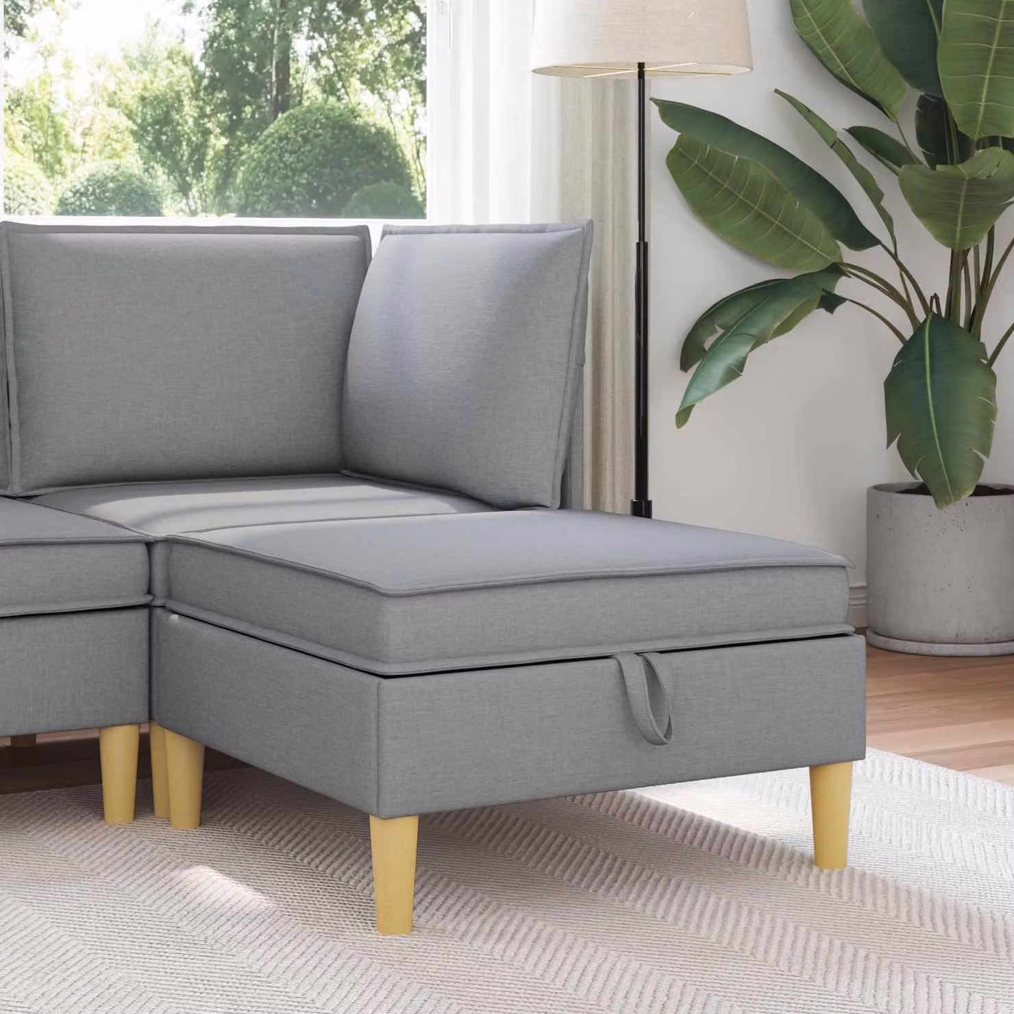 Divano con contenitore vidaXL in tessuto con struttura in legno, disponibile in marrone o grigio