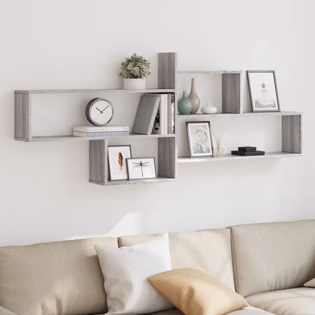 Mensola a parete vidaXL in MDF Grigio, L: 167,5 cm, H: 68 cm, P: 18 cm