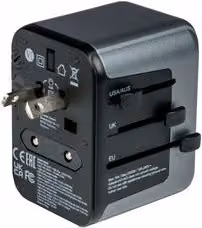 Adattatore da viaggio universale Verbatim UTA 03 con 2 porte USB, compatibile con Australia, Europa, Regno Unito e USA, 100-240V, Nero