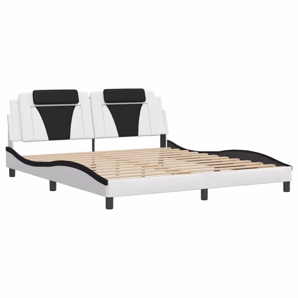 Giroletto Viana senza Materasso Bianco e Nero 180x200 cm in Pelle finta