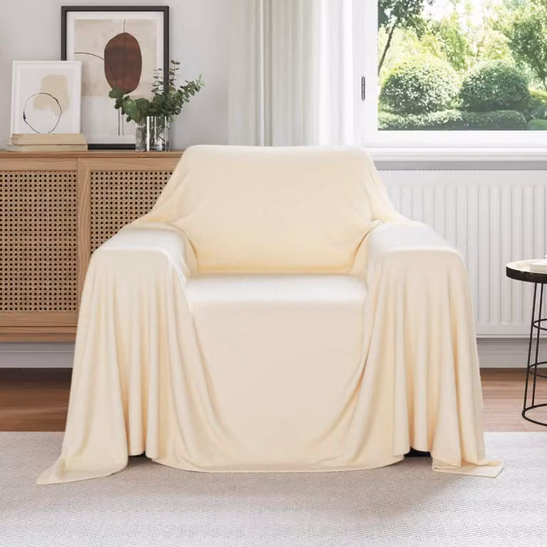 Set di 6 coperte in pile vidaXL color beige, L 210 x P 140 cm
