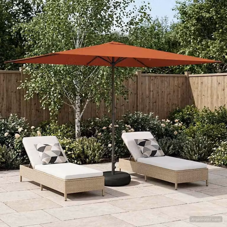 Maison Exclusive - Ombrellone da giardino con base, forma rettangolare, dimensioni 2 x 3 metri, tessuto in poliestere, colore terracotta