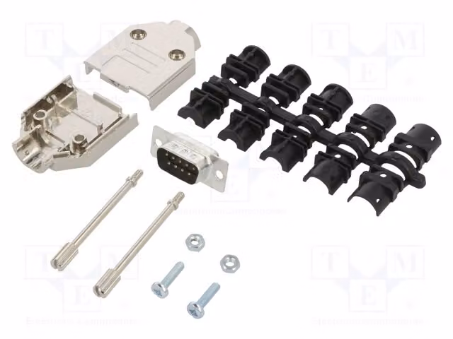 1 connettore D-Sub a saldare, maschio, dritto, per cavi, con 9 pin: L17DTPK-M-09, L717SDE09P, compatibile