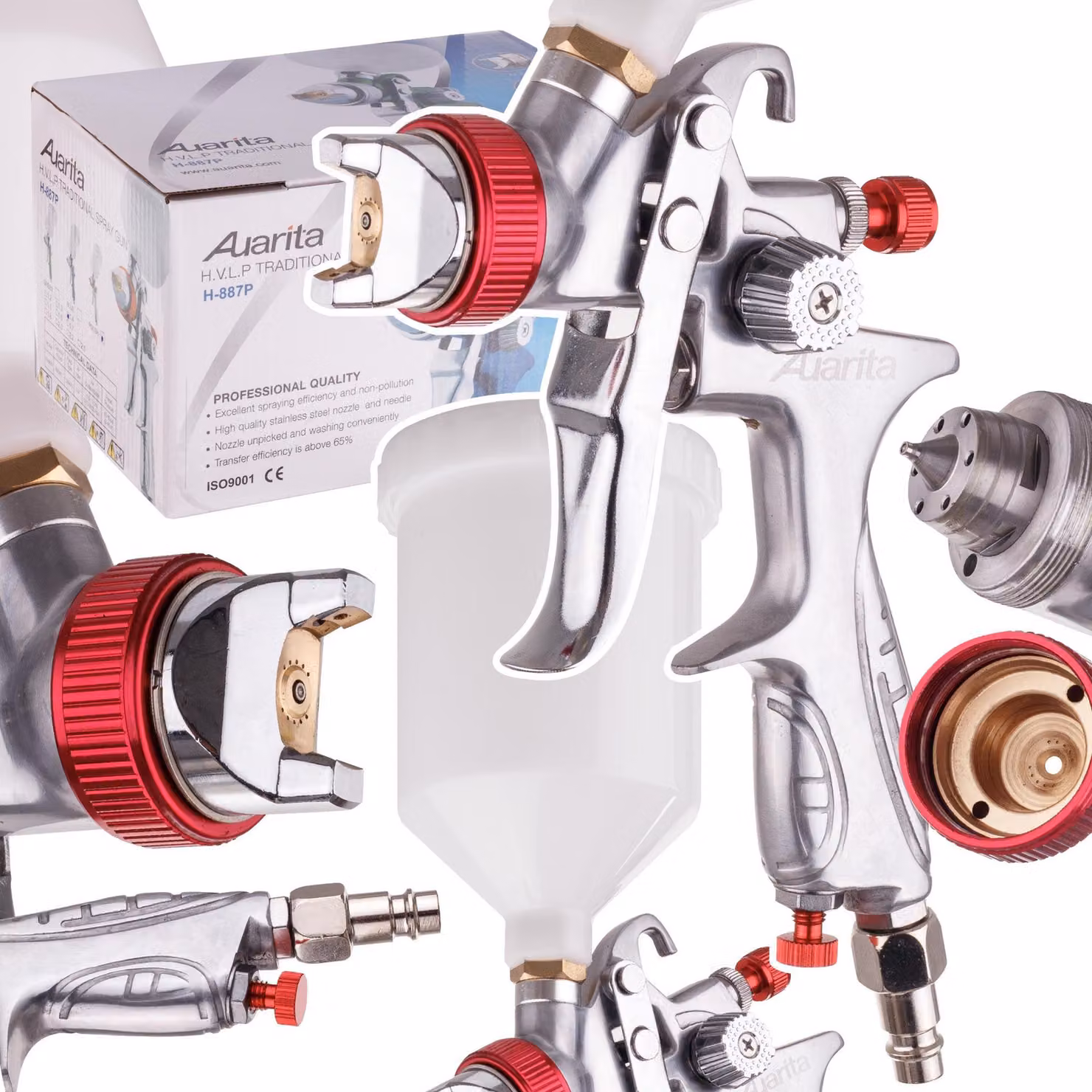 Pistola a spruzzo HVLP Auarita H-887P, ugello da 2,5 mm, volume 600 ml