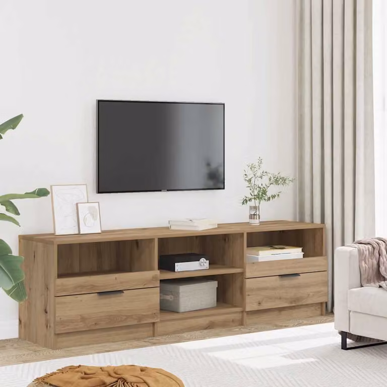 Mobile Porta TV Moderno vidaXL in Legno Marrone con Ruote L: 150 cm, P: 33,5 cm, H: 45 cm