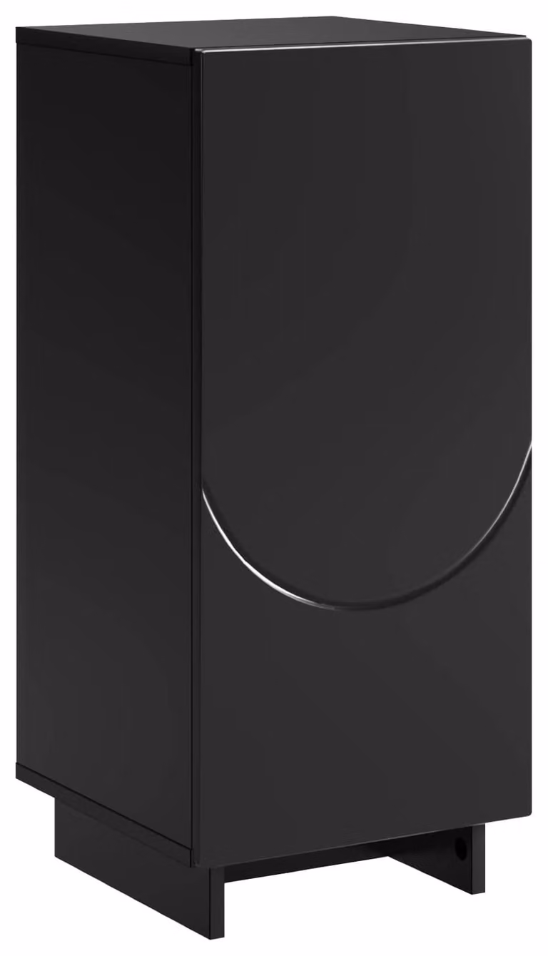 Mobile contenitore Schwarz, dimensioni 33,5 x 34,5 x 75 cm, realizzato in materiale composito di legno