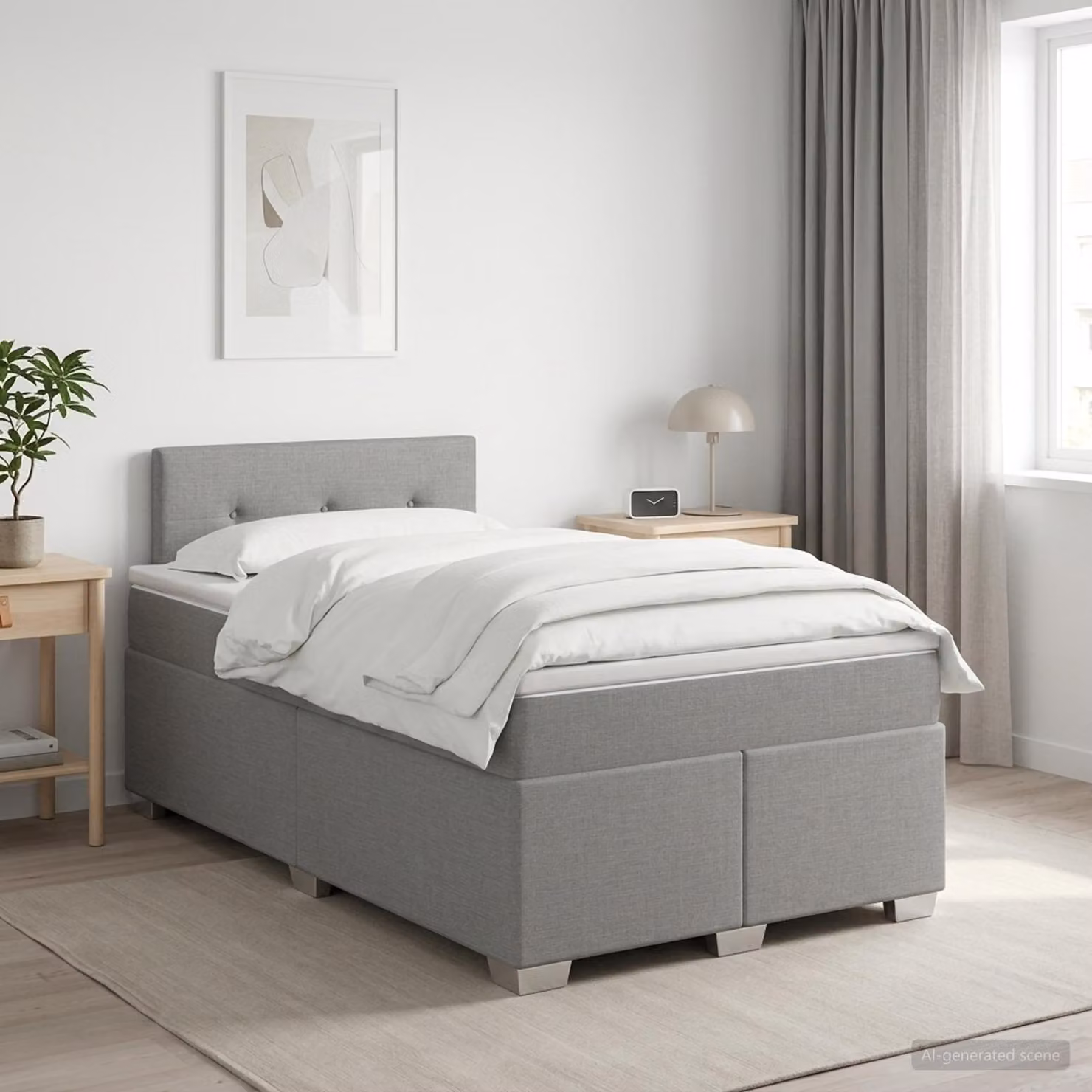 Letto box spring con materasso ibrido vidaXL in tessuto Grigio e Bianco L/P: 120 x 200 cm