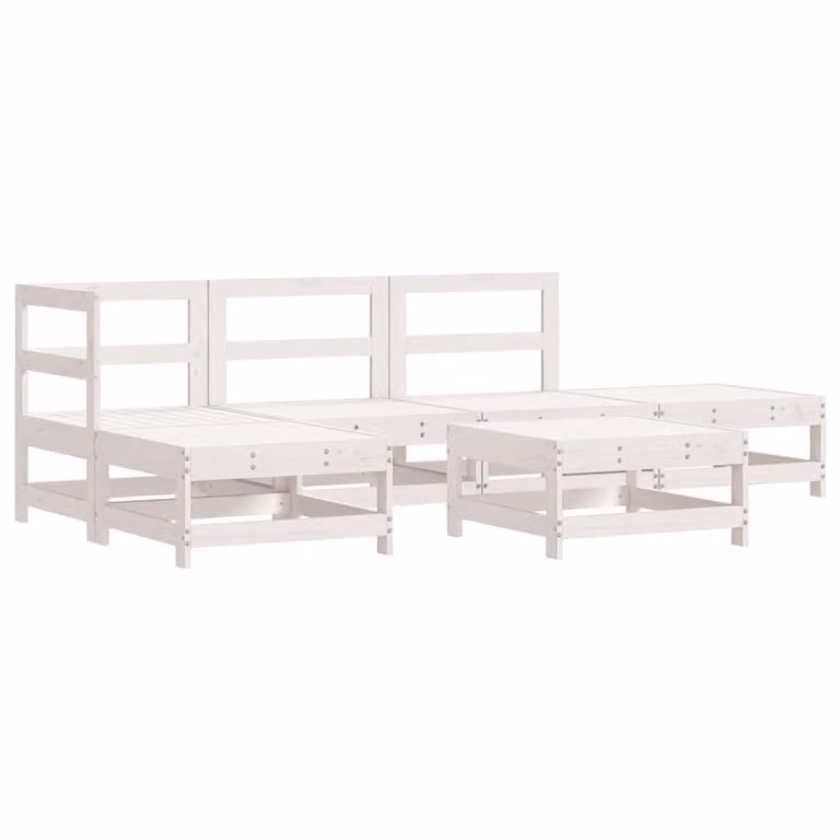 Set Salotto da Giardino 6 pz Bianco in Legno Massello di Pino