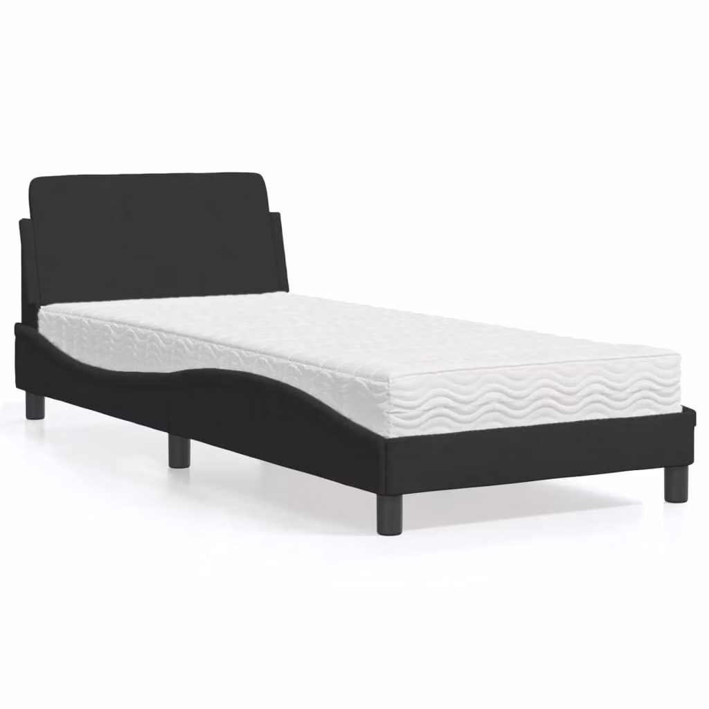 Letto con Materasso Dover vidaXL in Velluto Nero 90x200 cm – 1