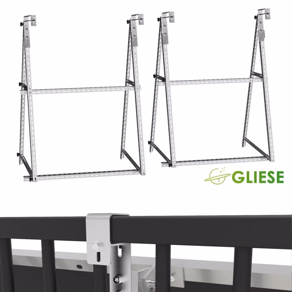 4X staffa PV 118cm Pannello solare rinforzato ringhiera balcone 0°-90° con gancio quadrato