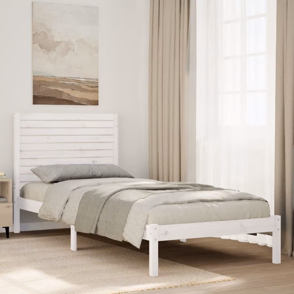 Giroletto Extra Lungo vidaXL in Legno di Pino Massello Bianco L 90 x P 210 cm