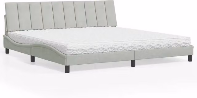 Letto con Materasso Hanko vidaXL in Velluto Grigio Chiaro e Bianco L/P/H: 200 x 200 x 74,5 cm