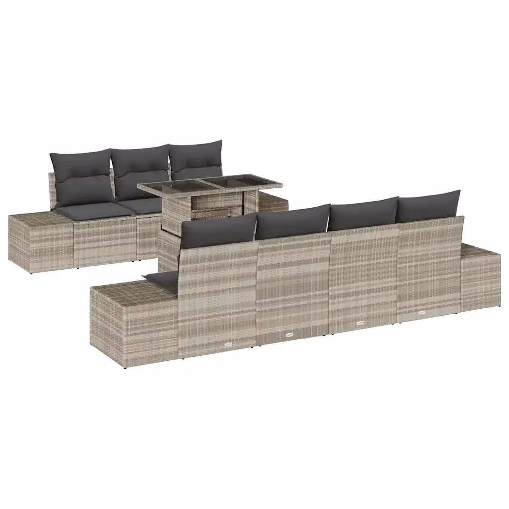 Set Divano da Giardino vidaXL 8 Pezzi Grigio con Cuscini e Tavolino da Caffè in Acciaio Verniciato a Polvere – 2