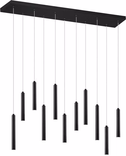 Lampada a sospensione Trio Leuchten Tubular nera con 11 luci LED dimmerabile
